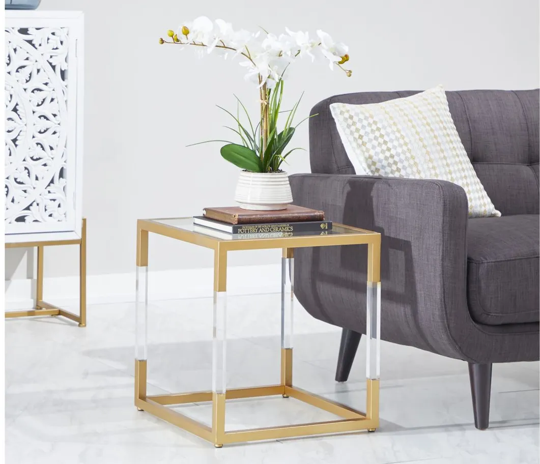 Ivy Collection Square Accent Table in Gold by UMA Enterprises