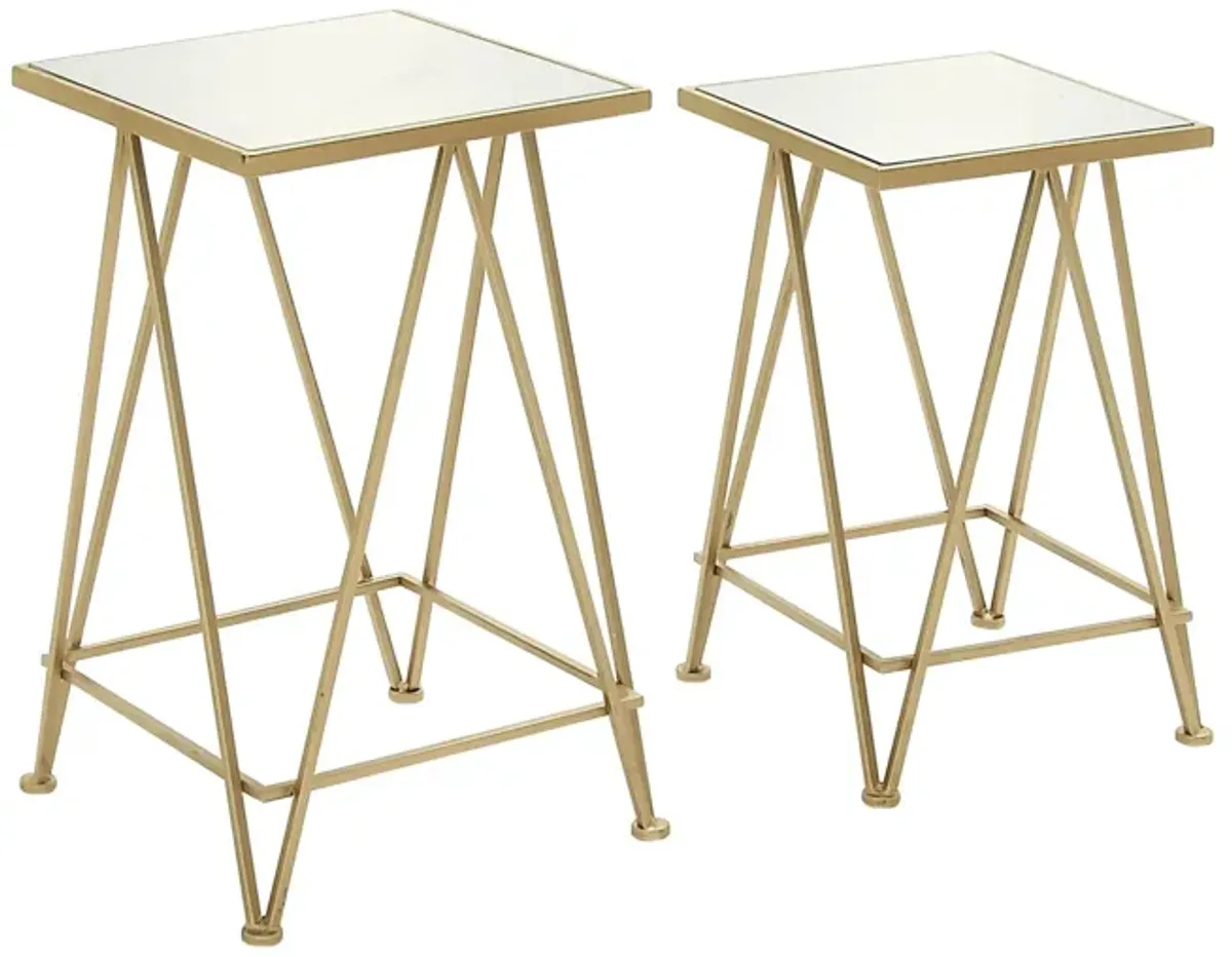 Ivy Collection Square Accent Table 2-pc. in Gold by UMA Enterprises