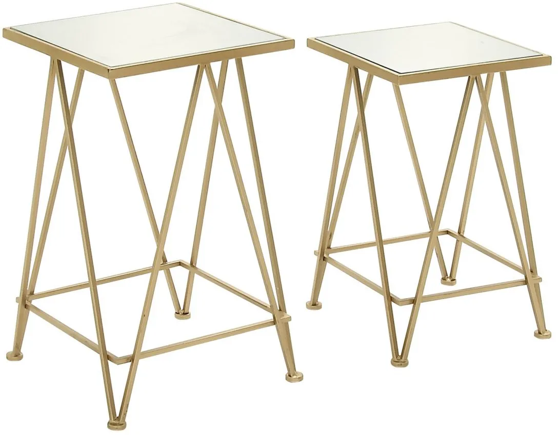Ivy Collection Square Accent Table -2pc. in Gold by UMA Enterprises