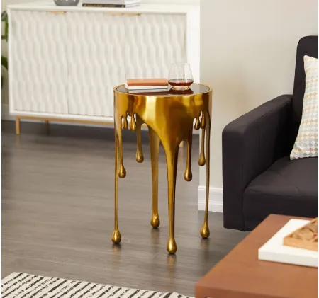 Ivy Collection Drip Accent Table in Gold by UMA Enterprises