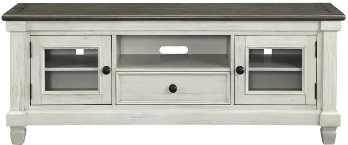 Lark Tv Console in Antique White and Rosy Brown by Homelegance