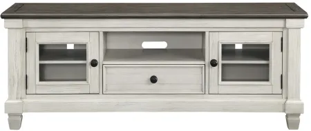 Lark TV Console in 2-Tone Finish (Antique White and Rosy Brown) by Homelegance