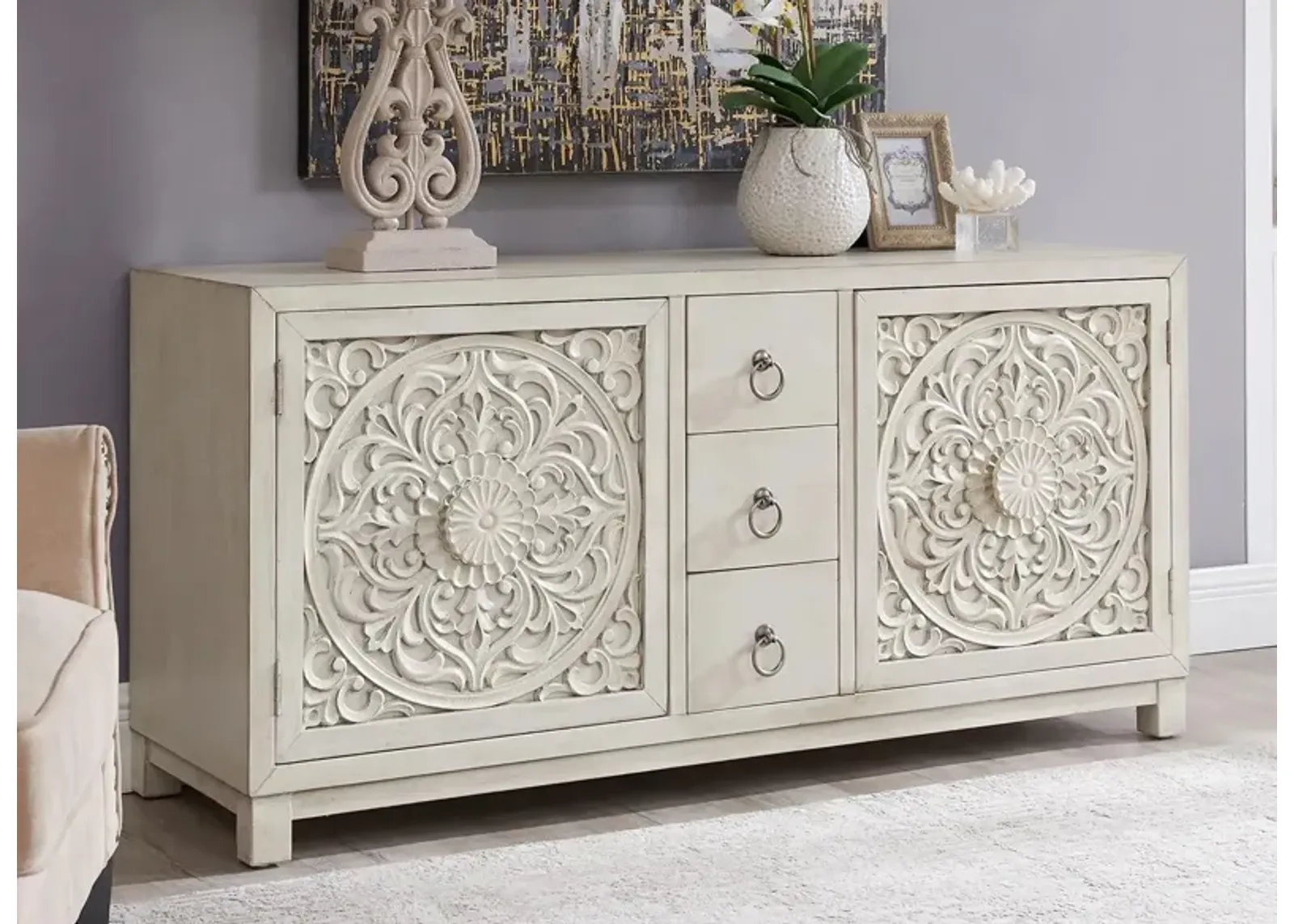 Sundance Accent Cabinet in Antique Linen Finish by Liberty Furniture