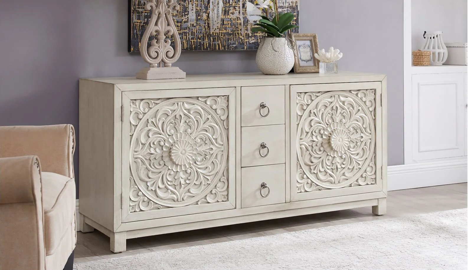 Sundance Accent Cabinet in Antique Linen Finish by Liberty Furniture