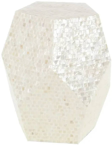Ivy Collection Pearl Accent Table in Cream by UMA Enterprises