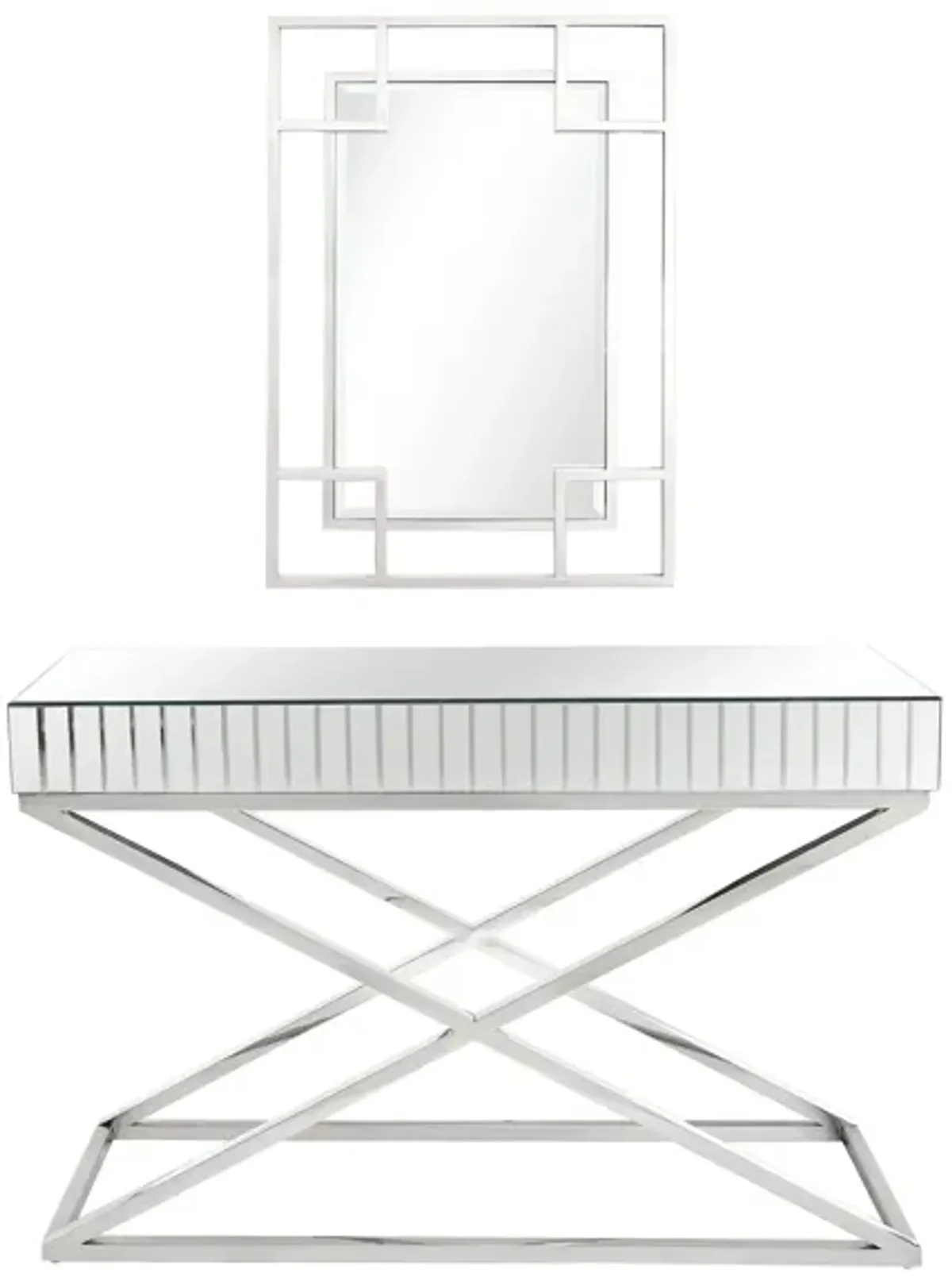 Kinney Wall Mirror and Console Table in Silver by CAMDEN ISLE