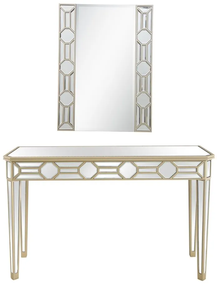 Lilian Wall Mirror and Console Table in Champagne by CAMDEN ISLE