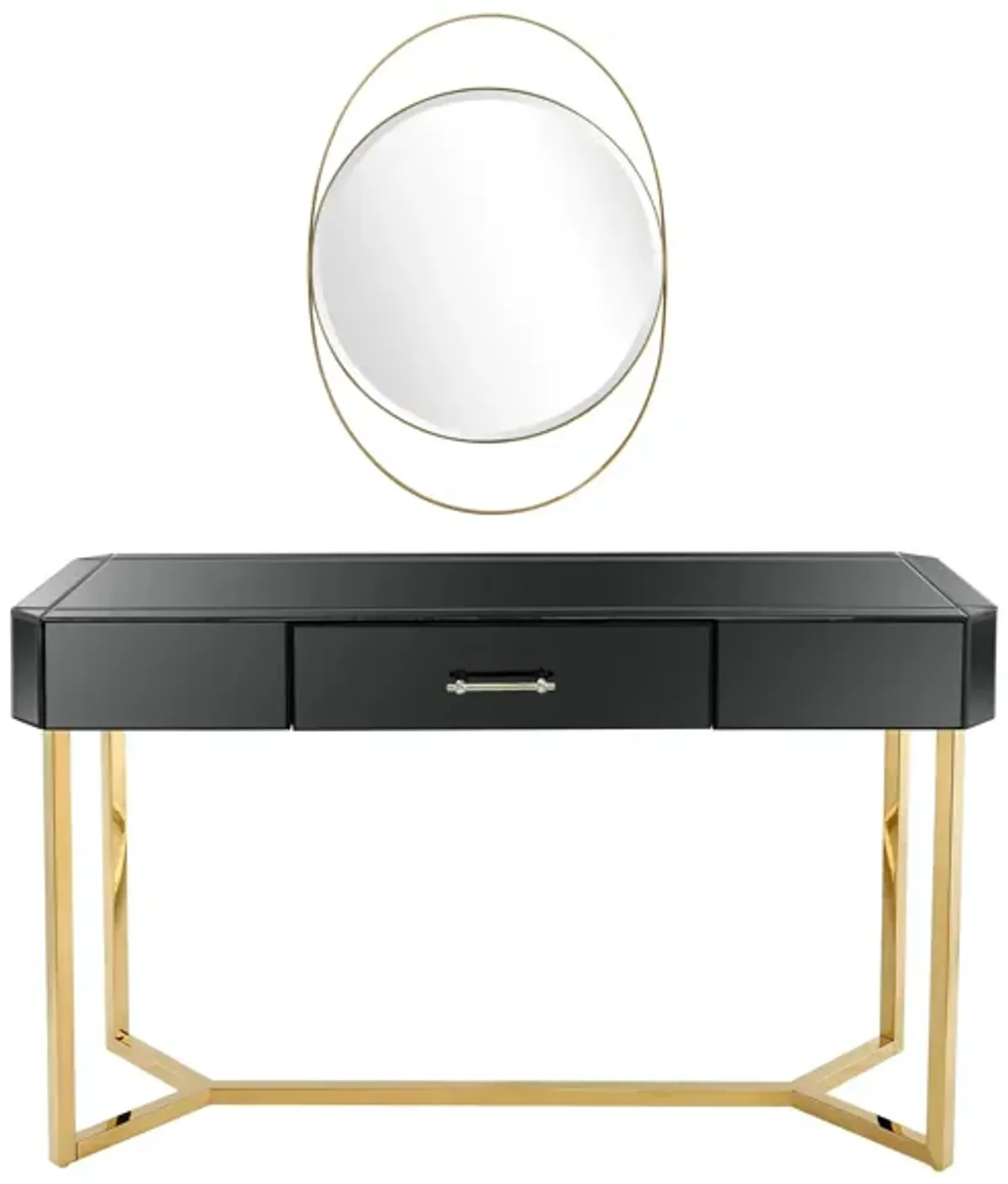 Sonya Wall Mirror and Console Table in Black by CAMDEN ISLE