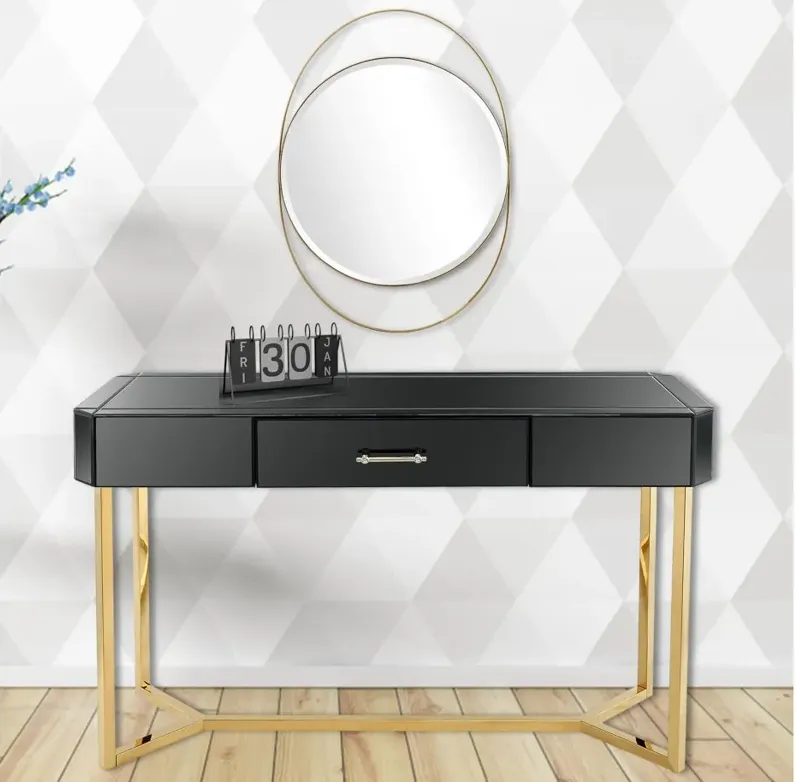 Sonya Wall Mirror and Console Table in Black by CAMDEN ISLE