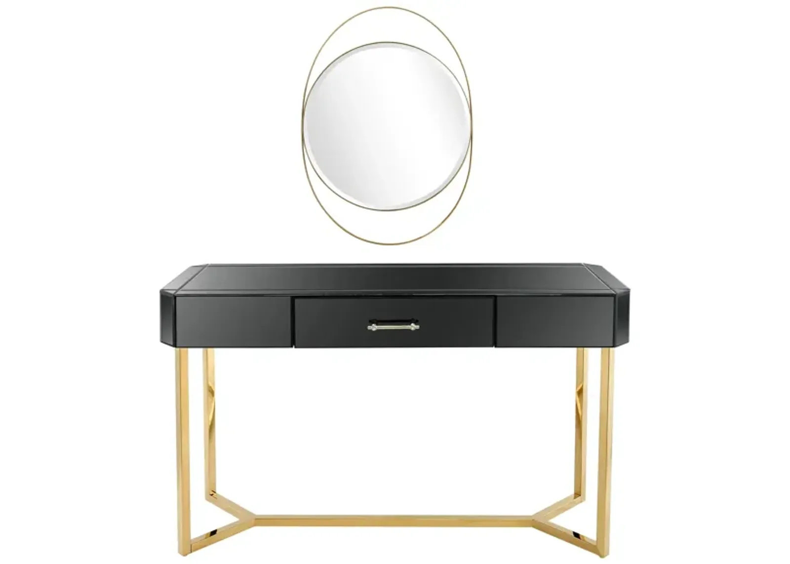 Sonya Wall Mirror and Console Table in Black by CAMDEN ISLE