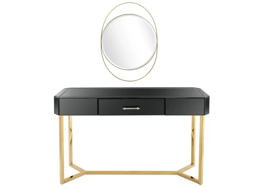 Sonya Wall Mirror and Console Table in Black by CAMDEN ISLE