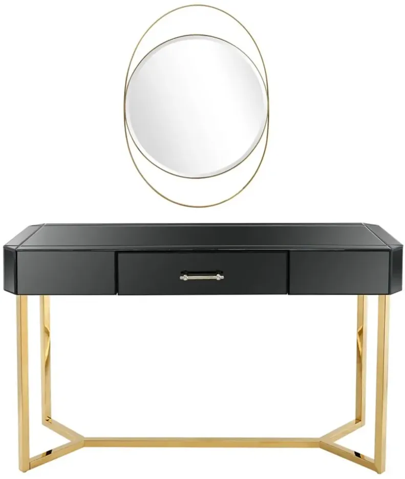 Sonya Wall Mirror and Console Table in Black by CAMDEN ISLE