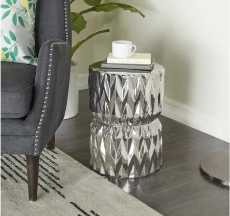 Ivy Collection Geometric Accent Table in Silver by UMA Enterprises