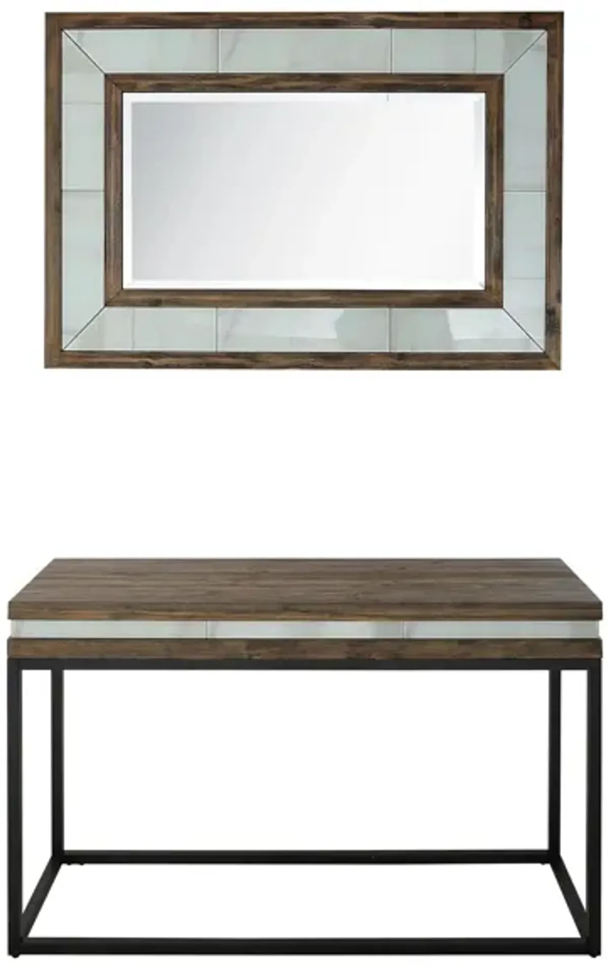 Bailey Wall Mirror and Console Table in Brown by CAMDEN ISLE