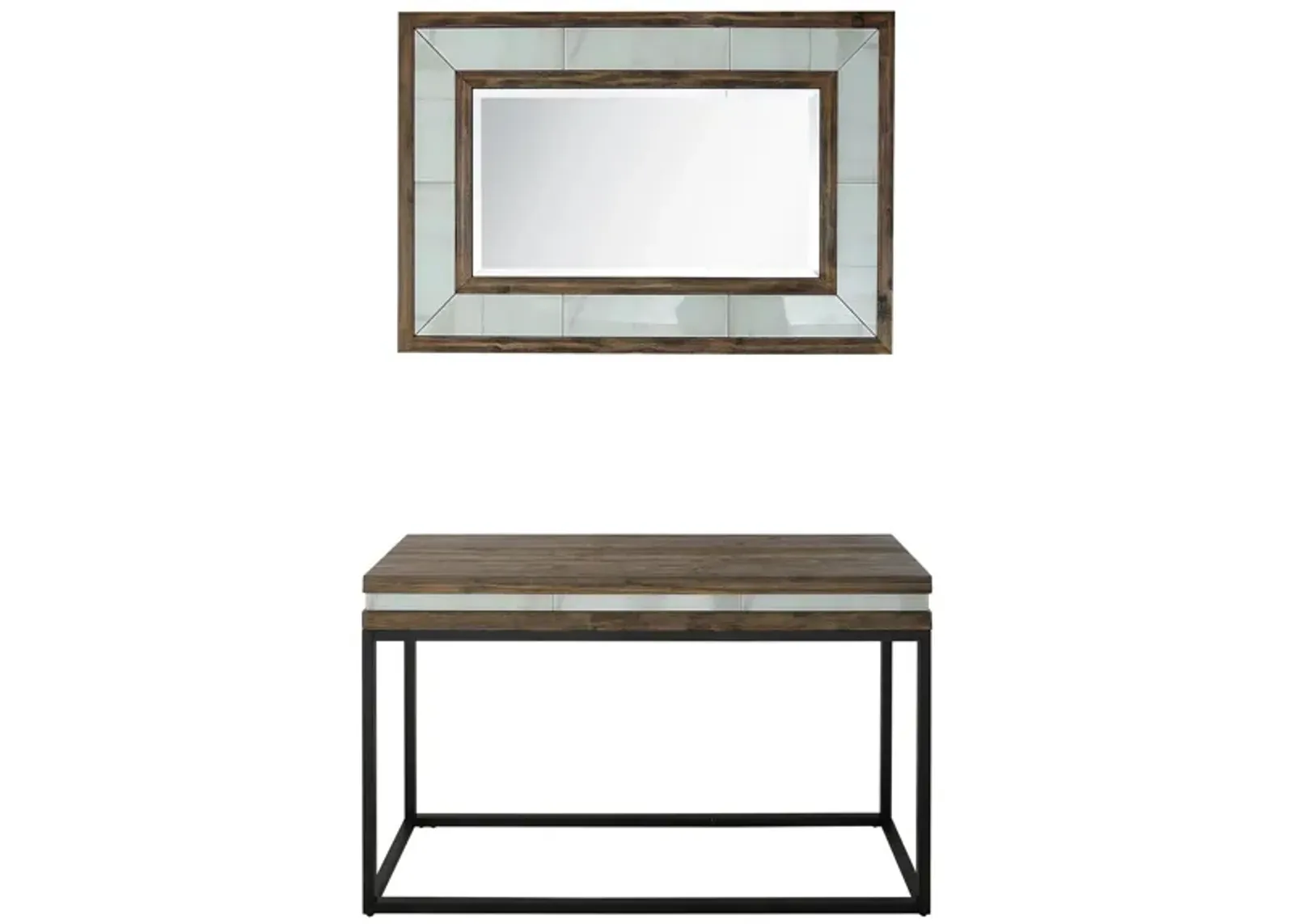 Bailey Wall Mirror and Console Table in Brown by CAMDEN ISLE