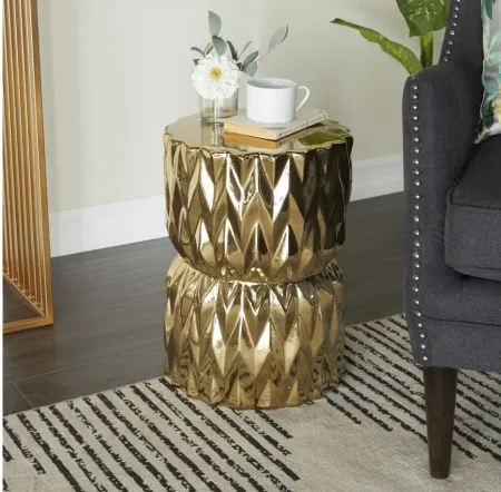 Ivy Collection Ceramic Accent Table in Gold by UMA Enterprises