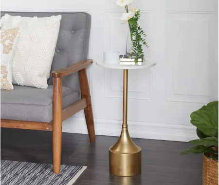 Ivy Collection Skinny Marble Accent Table in Gold by UMA Enterprises