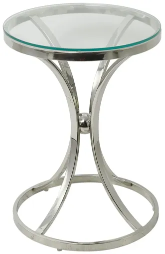 Ivy Collection Mirror Accent Table in Silver by UMA Enterprises