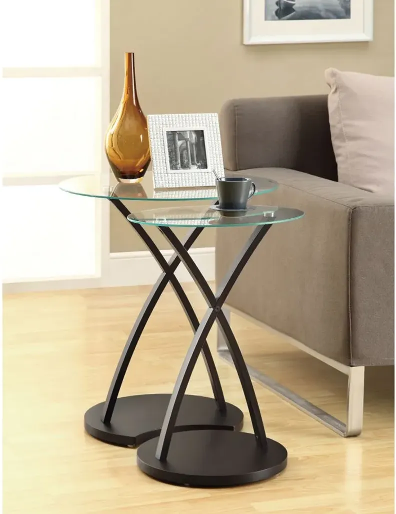 Dresden Nesting Tables: Set of 2 in Cappuccino by Monarch Specialties