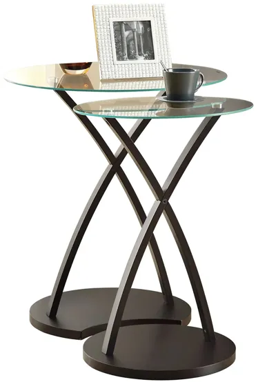 Dresden Nesting Tables: Set of 2 in Cappuccino by Monarch Specialties