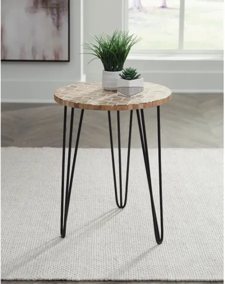 Drovelett Accent Table in White/Light Brown by Ashley Express
