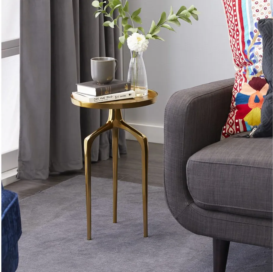 Ivy Collection Tray Accent Table in Gold by UMA Enterprises