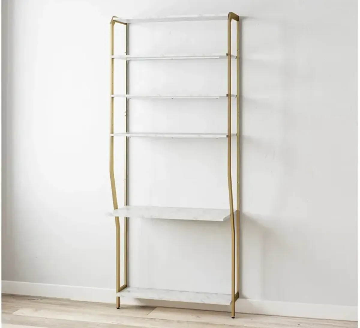 CosmoLiving Gwyneth Wide Shelves Closet Organizer in White Marble by DOREL HOME FURNISHINGS