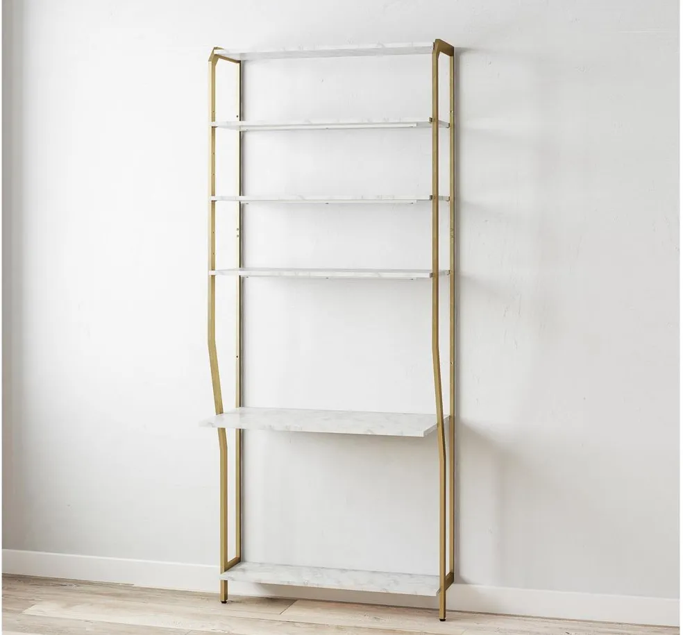 CosmoLiving Gwyneth Wide Shelves Closet Organizer in White Marble by DOREL HOME FURNISHINGS