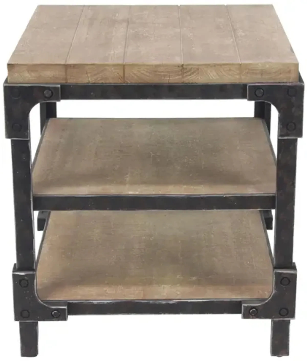 Ivy Collection Industrial Accent Table in Brown by UMA Enterprises