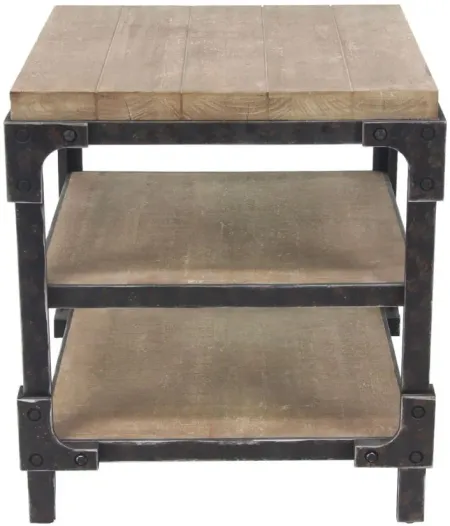 Ivy Collection Industrial Accent Table in Brown by UMA Enterprises