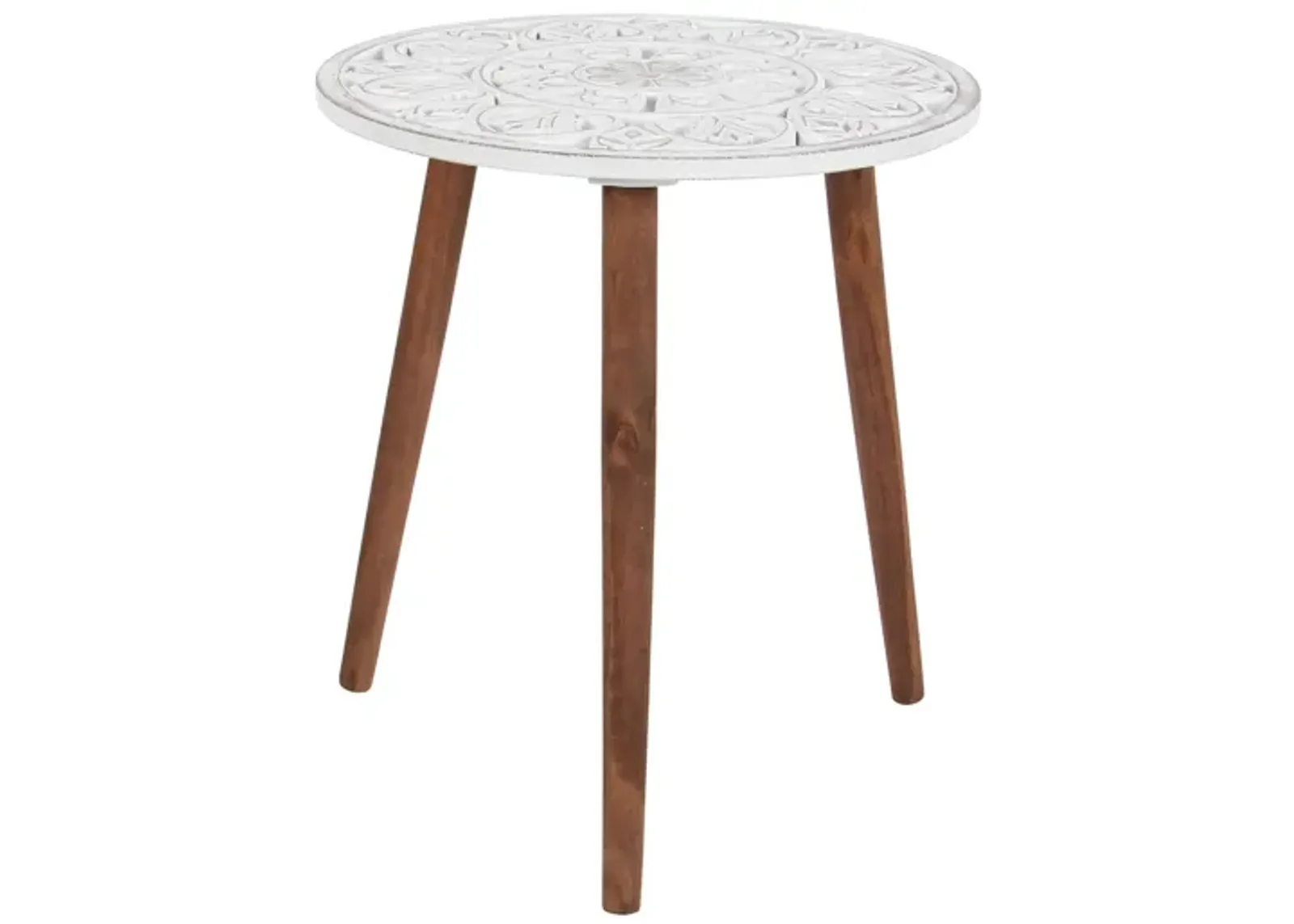 Ivy Collection Drum Accent Table in White by UMA Enterprises