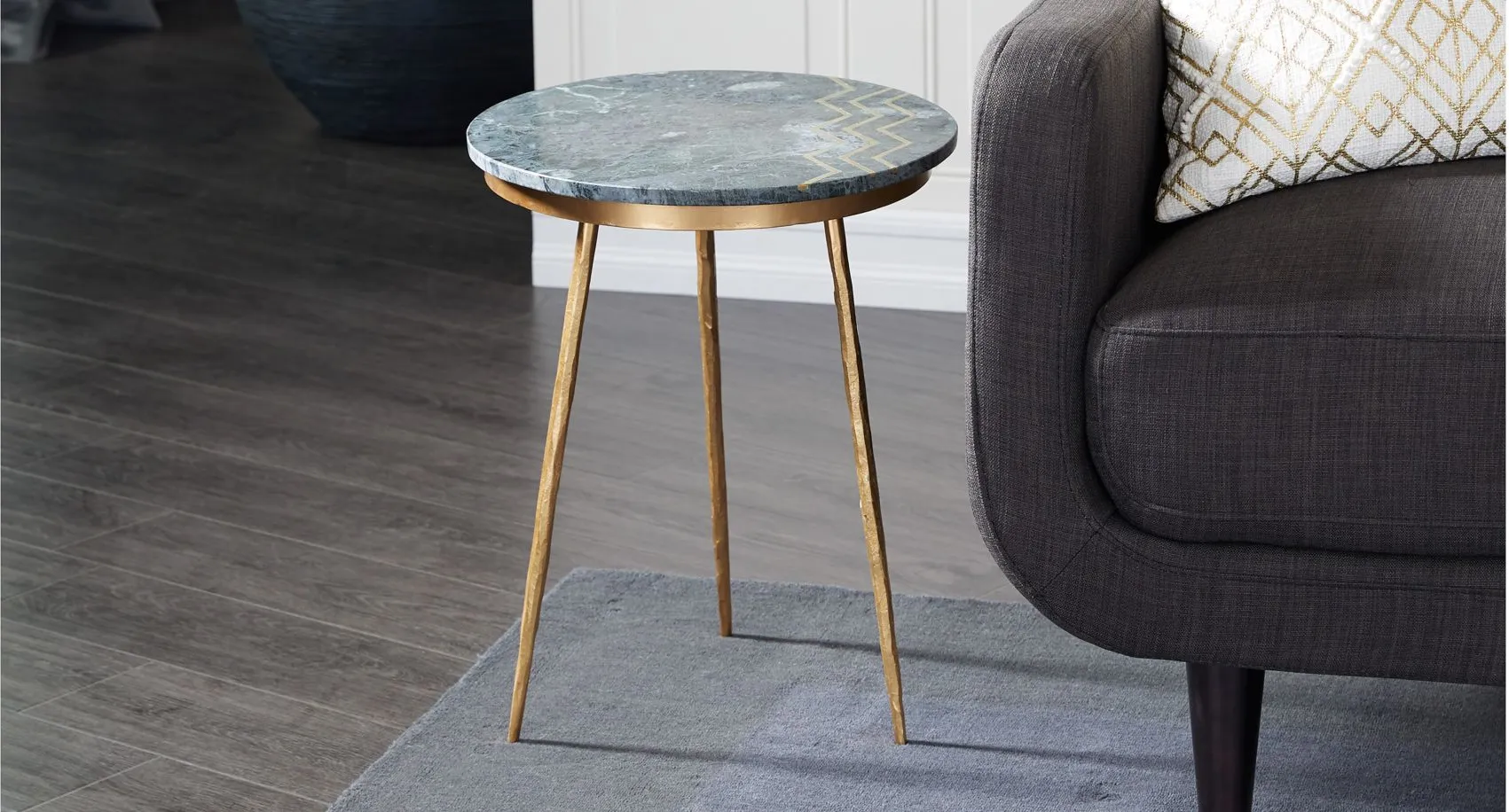 Ivy Collection Drum Accent Table in Gold by UMA Enterprises