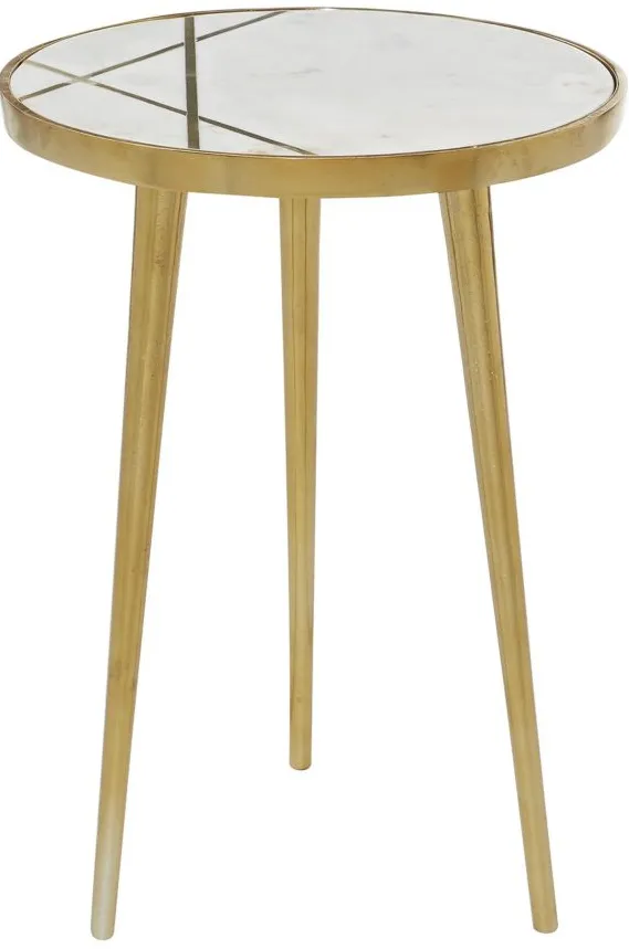 Ivy Collection Mirror Accent Table in Gold by UMA Enterprises