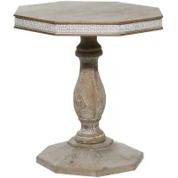 Ivy Collection Ornate Accent Table in Beige by UMA Enterprises