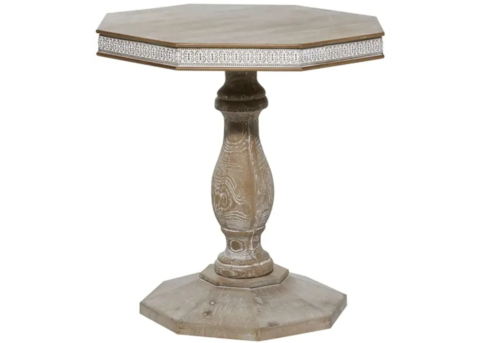 Ivy Collection Ornate Accent Table in Beige by UMA Enterprises