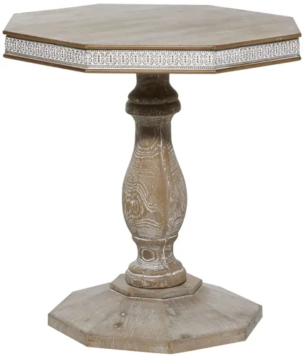 Ivy Collection Ornate Accent Table in Beige by UMA Enterprises