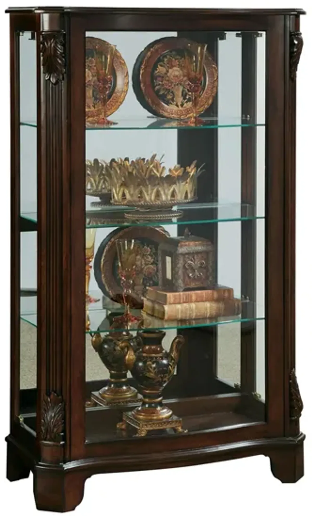 Pulaski Distinguished Carved Curio Cabinet in Brown by Bellanest.