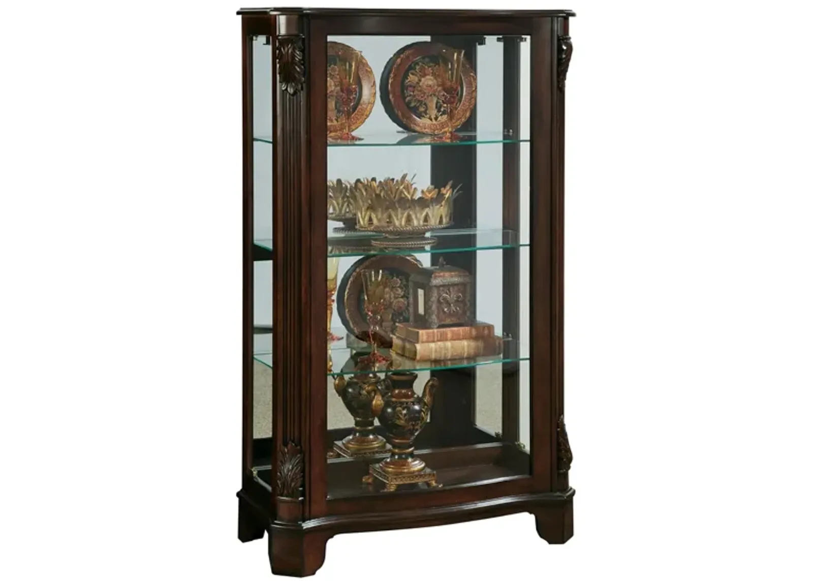 Pulaski Distinguished Carved Curio Cabinet in Brown by Bellanest.