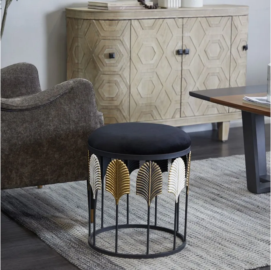 Ivy Collection Embossed Accent Table in Black by UMA Enterprises