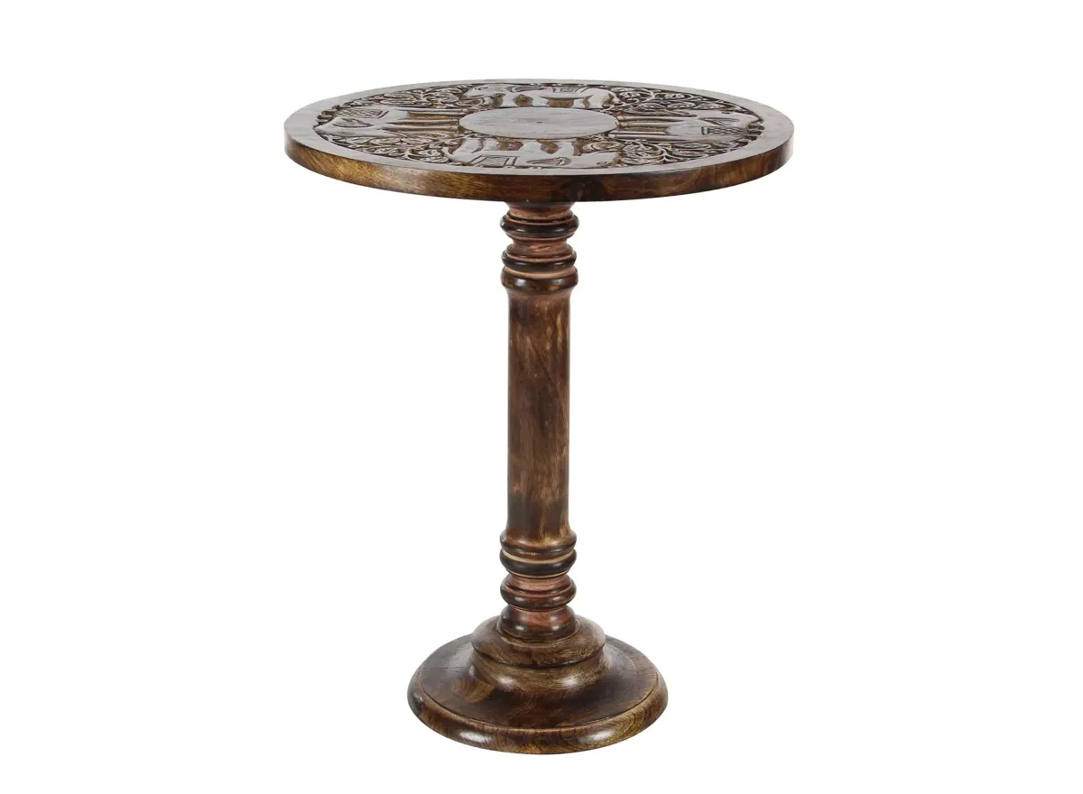 Ivy Collection Carving Accent Table in Bronze by UMA Enterprises