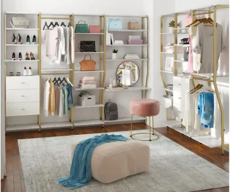 CosmoLiving Gwyneth Narrow Shelves Closet Organizer in White Marble by DOREL HOME FURNISHINGS