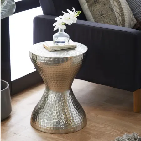 Ivy Collection Iron Accent Table in Silver by UMA Enterprises