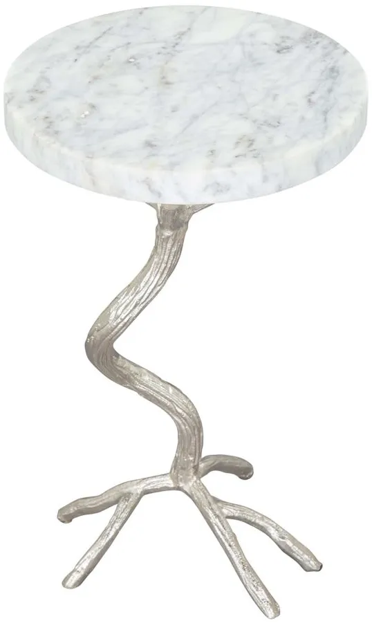 Joel Side Table in White, Silver by Zuo Modern
