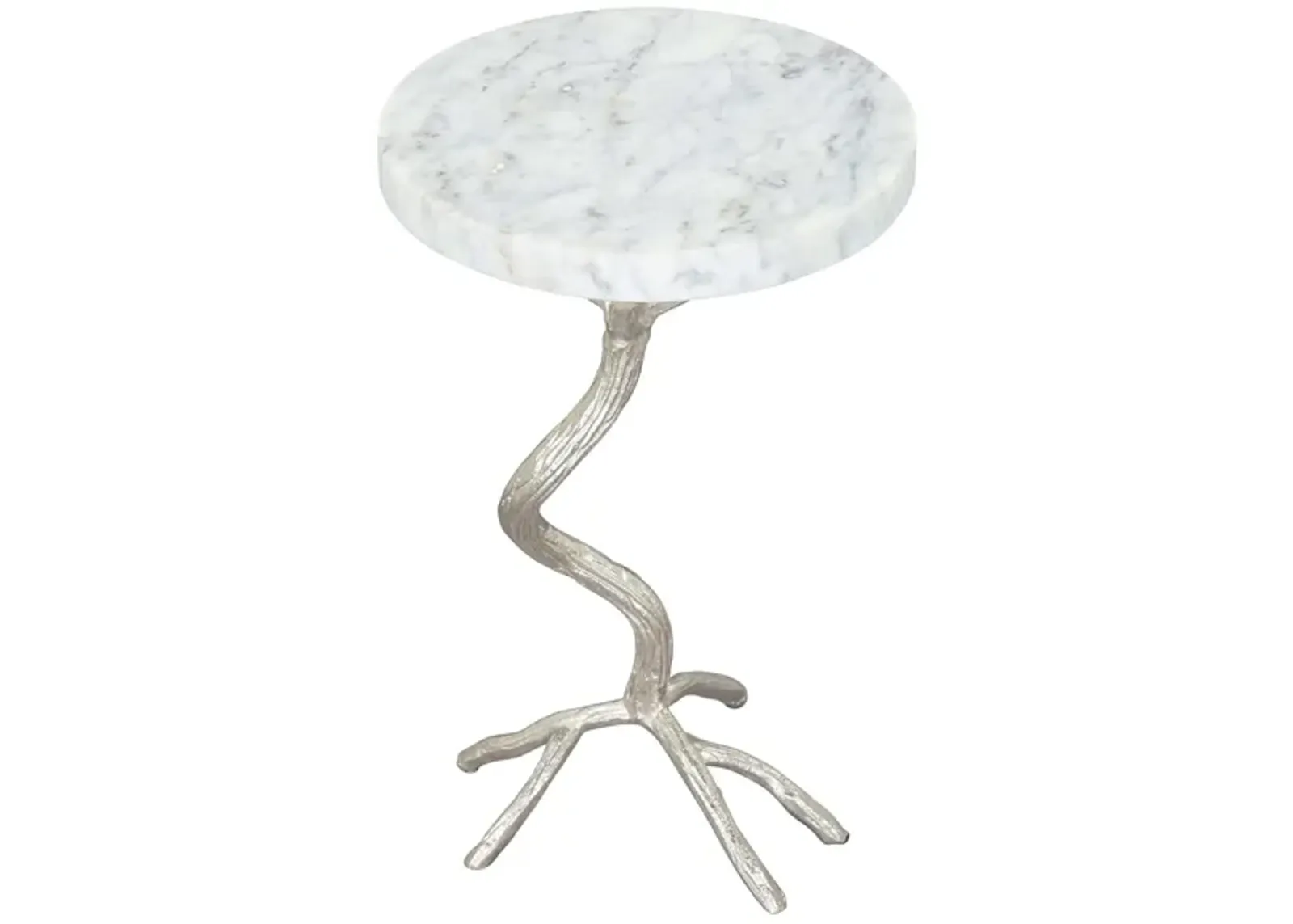 Joel Side Table in White, Silver by Zuo Modern