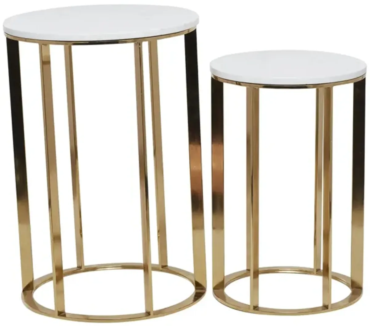 Ivy Collection Drum Accent Table 2-pc. in Gold by UMA Enterprises