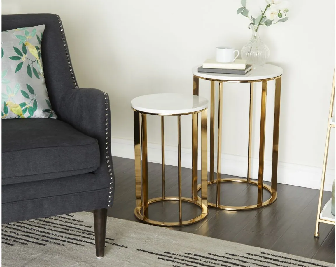 Ivy Collection Drum Accent Table -2pc. in Gold by UMA Enterprises