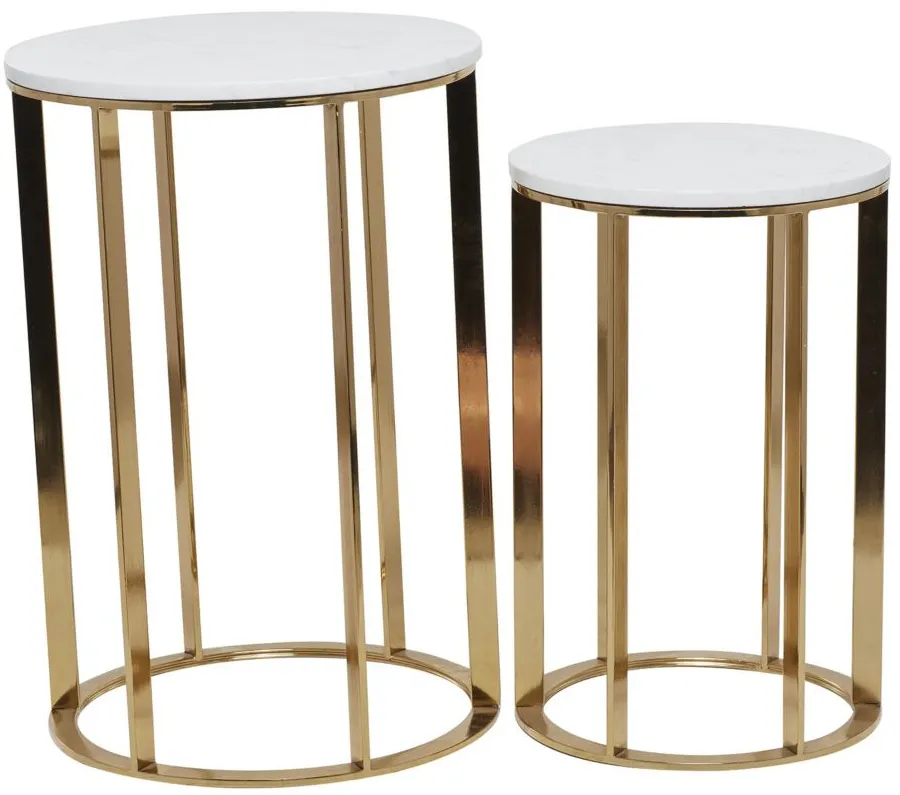Ivy Collection Drum Accent Table -2pc. in Gold by UMA Enterprises