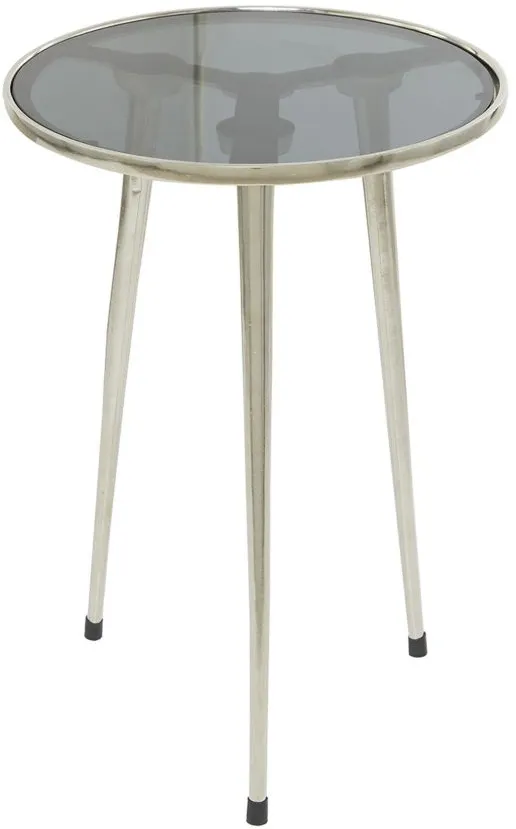 Ivy Collection Mirror Accent Table in Silver by UMA Enterprises