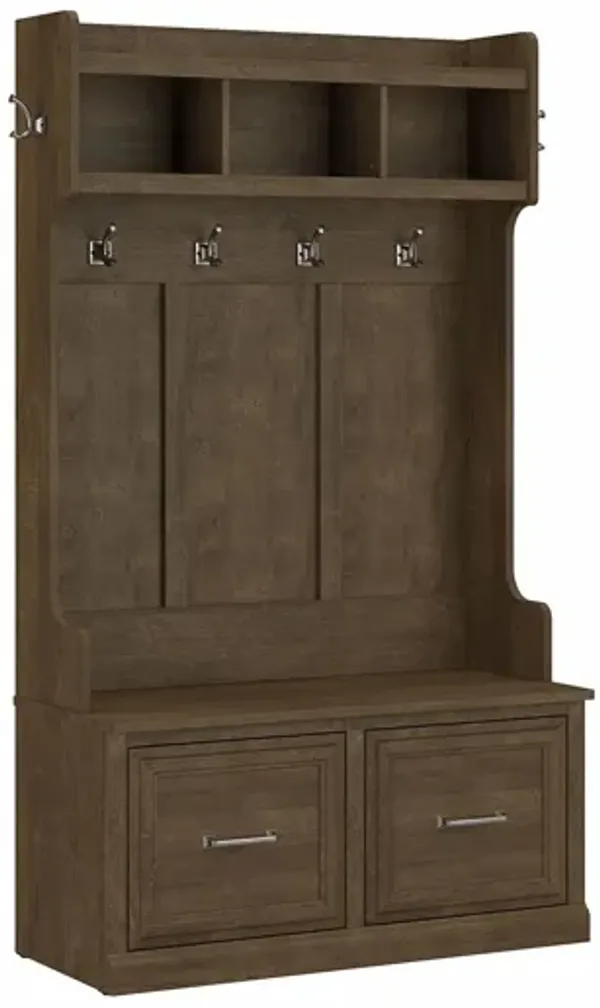 Woodland Home Hall Tree and Shoe Storage Bench with Doors