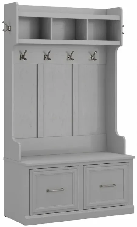 Woodland Home Hall Tree and Shoe Storage Bench with Doors in Cape Cod Gray by Bush Industries
